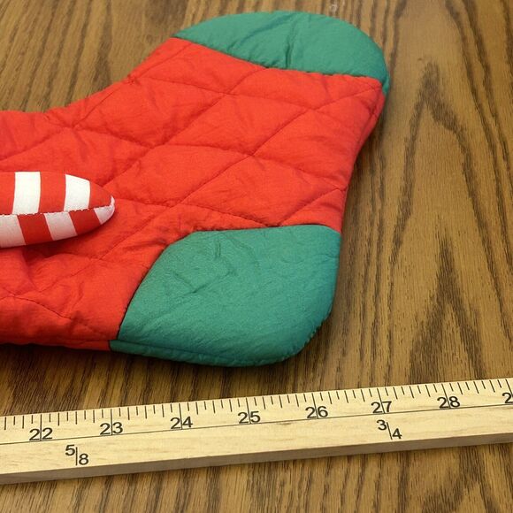 Christmas Bear Nylon Stocking Quilted 28" May Dept Store Stuffed Animal Toy - Picture 6 of 6